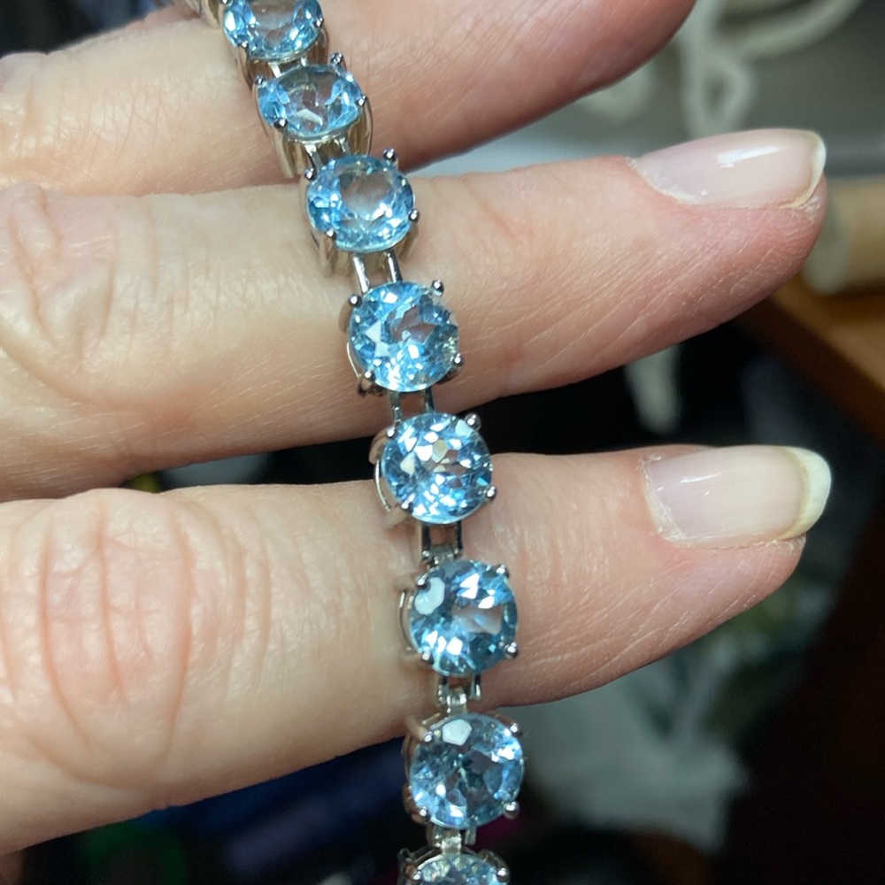 Heart-Shaped Blue Ice Ring and Bracelet Set 925 Sterling - Picture 7 of 8
